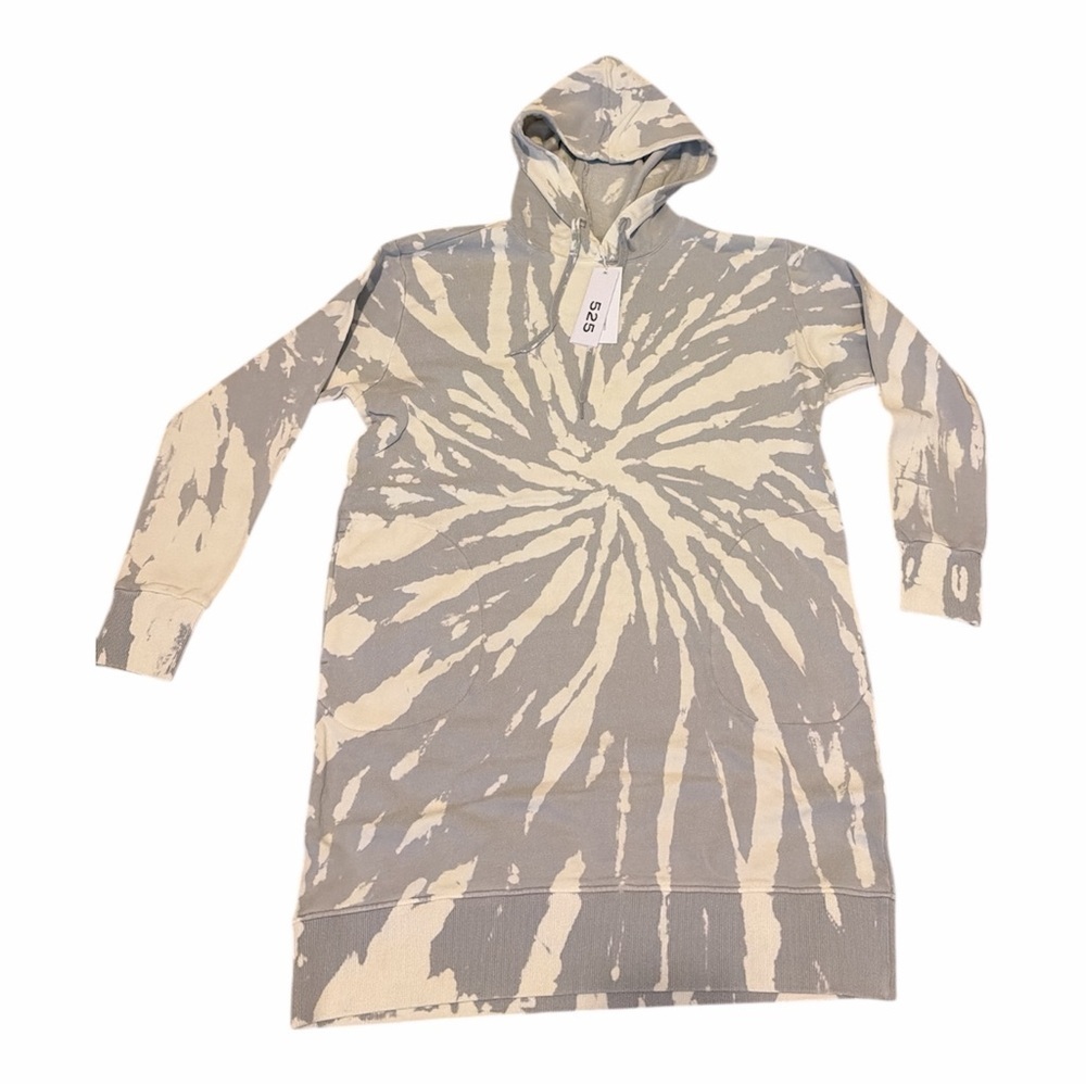 525 America Tie-Dye Long Hoodie with pockets Cream Silver size Medium New - Picture 4 of 4